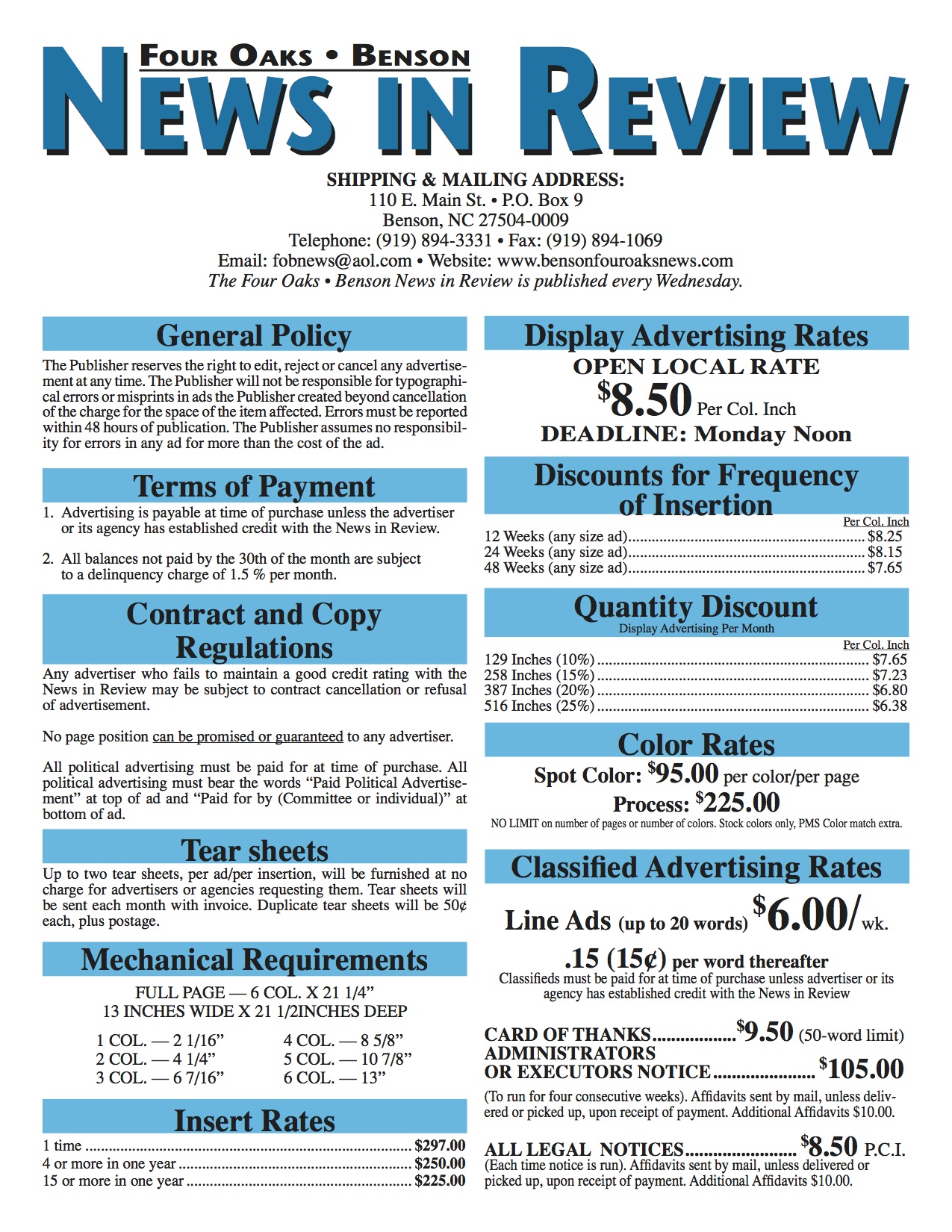 Four Oaks Benson News in Review